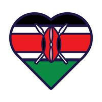 Kenya drapeau de fête patriote cœur contour icône vecteur