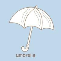 alphabet u pour parapluie vocabulaire école leçon dessin animé numérique timbre contour vecteur