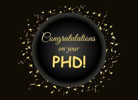 toutes nos félicitations sur votre doctorat. souhaitant pour compléter doctorat diplôme d'or vecteur illustration
