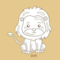 alphabet l pour Lion vocabulaire école leçon dessin animé numérique timbre contour vecteur