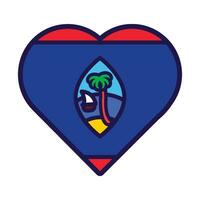 Guam île drapeau de fête cœur contour icône vecteur
