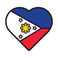 philippines drapeau de fête cœur contour icône vecteur