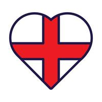 Angleterre drapeau de fête patriote cœur contour icône vecteur