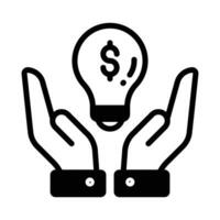 dollar à l'intérieur ampoule représentant innovant idée, financier idée icône conception vecteur
