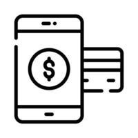 banque carte avec mobile téléphone dénotant concept de mobile Paiement ou en ligne Paiement icône vecteur