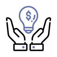 dollar à l'intérieur ampoule représentant innovant idée, financier idée icône conception vecteur