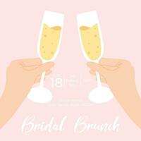 sur invitation de mariée brunch avec des lunettes de Champagne. bachelorette fête invitation modèle. vecteur illustration. bulle brunch.