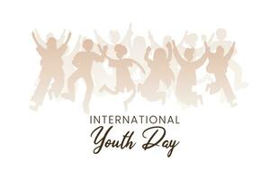international jeunesse journée fête, vecteur illustration amical équipe, coopération, amitié, carte avec coloré foule gens