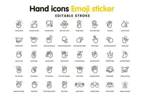 noir Couleur main Icônes emoji autocollant vecteur