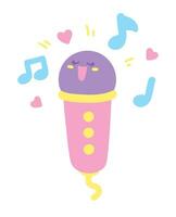 mignonne kawaii content microphone dessin animé vecteur