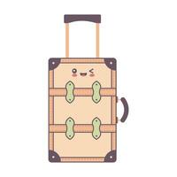 valise dans style kawaii. plat dessin animé coloré vecteur illustration.