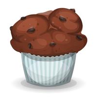 Muffin américain classique avec pépites de chocolat vecteur