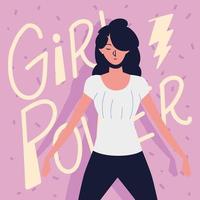 girl power, femme forte fond de texte posant vecteur