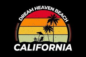 tee shirt californie rêve paradis plage style rétro vecteur