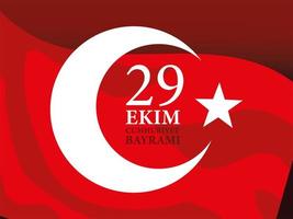 29 ekim cumhuriyet bayrami avec dessin vectoriel du drapeau rouge turc