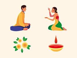 heureux bhai dooj avec la conception de vecteur de dessin animé indien homme et femme