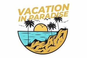 t-shirt rétro vacances à la plage au paradis style vintage vecteur