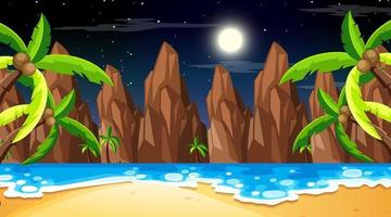 scène de paysage de plage tropicale la nuit vecteur