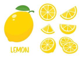 citrons jaunes aigres. les citrons riches en vitamine c sont coupés en tranches pour la limonade d'été. vecteur