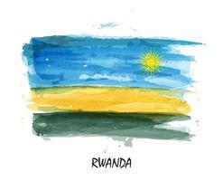 drapeau de peinture à l'aquarelle réaliste du rwanda. vecteur