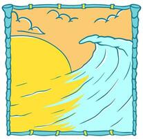 le coucher du soleil vague plage illustration vecteur