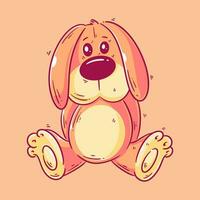 mignonne chien poupée séance seul dessin animé style vecteur