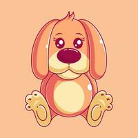 mignonne chien poupée séance seul dessin animé style vecteur