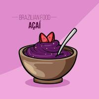 acai bol avec des fruits brésilien nourriture vecteur