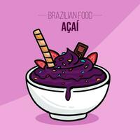 acai bol avec des fruits brésilien nourriture vecteur