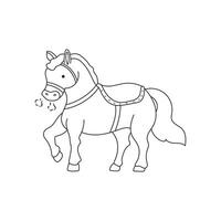 main tiré des gamins dessin dessin animé vecteur illustration mignonne cheval icône isolé sur blanc Contexte