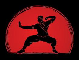 action de combat de kung fu silhouette