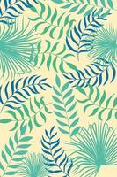 motif tropical avec des feuilles et des plantes sur fond de couleur vecteur