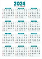 calendrier 2024 - tout mois vecteur