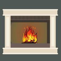 luxe Feu endroit vecteur illustration, cheminée, fourneau, poêle, flamber, coin du feu, et grille Stock vecteur image