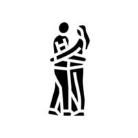 couple embrassement l'amour glyphe icône vecteur illustration