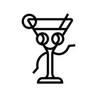 cocktail personnage rétro la musique ligne icône vecteur illustration