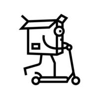 scooter balade papier carton boîte personnage ligne icône vecteur illustration