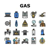 gaz un service énergie Puissance carburant Icônes ensemble vecteur