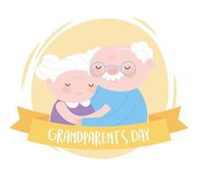 bonne fête des grands-parents, vieux couple sont ensemble pour toujours carte de dessin animé vecteur