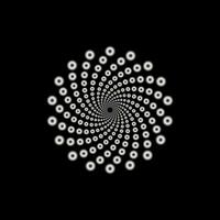vortex de points tourbillonné à le centre diminuant dans perspective. abstrait logo conception. numérique géométrique conception élément isolé sur noir vecteur