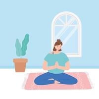 femme pratiquant des exercices de pose de yoga, mode de vie sain, pratique physique et spirituelle vecteur