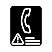 urgence téléphone alerte glyphe icône vecteur illustration