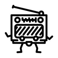 rétro radio personnage la musique ligne icône vecteur illustration
