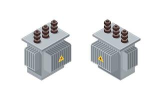 isométrique transformateur. électrique énergie usine. vecteur illustration