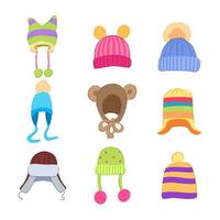 chapeau d'hiver kid set illustration vectorielle de dessin animé vecteur