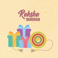 raksha bandhan, bracelet traditionnel avec cadeau surprises d'amour frères et soeurs événement indien vecteur