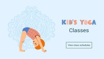 Modèle de bannière web horizontale colorée vecteur cours de yoga pour enfants