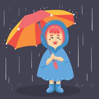 Petite fille tenant vecteur de parapluie