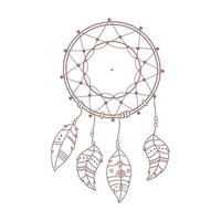 dreamcatcher plume natif boho et style tribal dessiné à la main vecteur