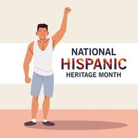 mois du patrimoine hispanique national avec la conception de vecteur de dessin animé homme latin